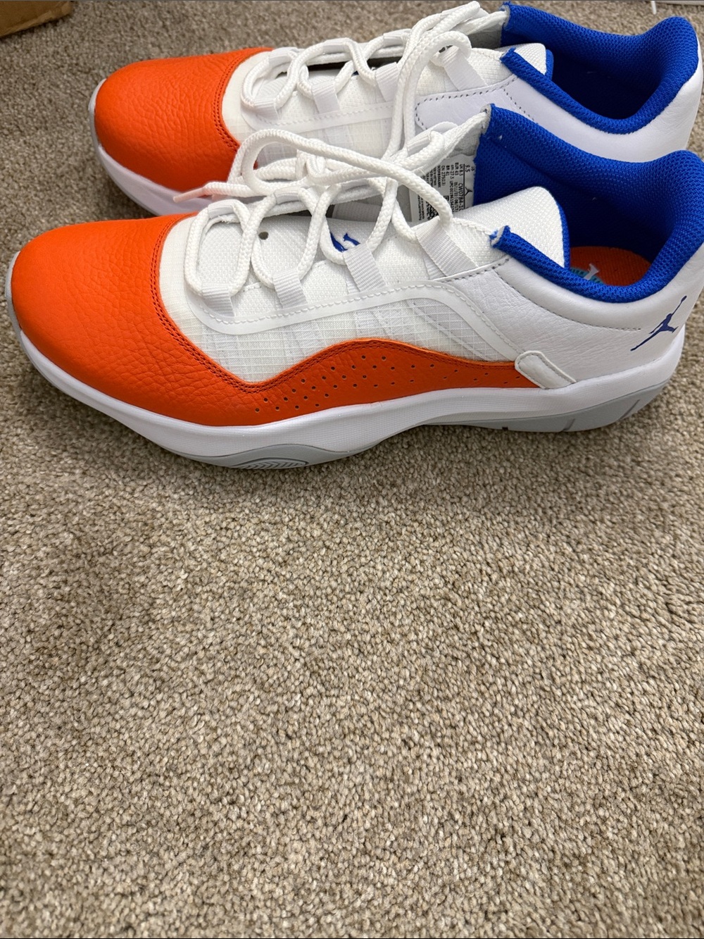 Jordan Low-Top Sneakers in White, Orange & Blue